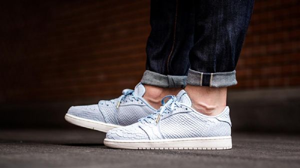 Nike Air Jordan Air 1 Retro Low Toppe Ingen Swoosh Issko Til Mænd Blå