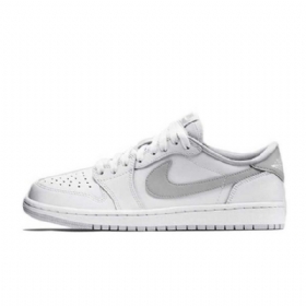 Nike Air Jordan 1 Retro Low Tops Og Sko Til Mænd Hvid Grå