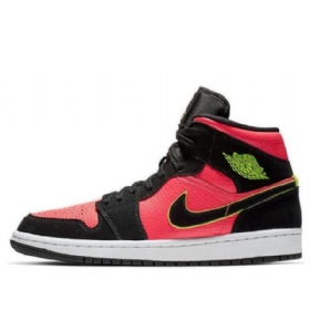 Nike Air Jordan 1 Retro Mid Tops Basketball Sko Til Damer Sort Rød