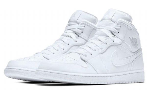 Nike Air Jordan 1 Retro Mid Tops Basketball Sko Til Mænd Hvid