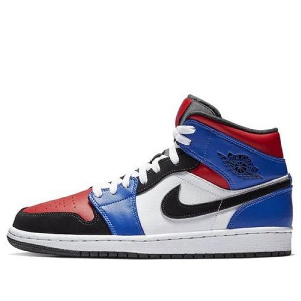 Nike Air Jordan 1 Retro Mid Tops Basketball Sko Til Mænd Sort Hvid Lilla