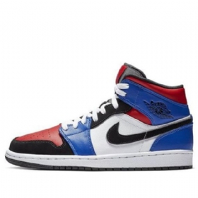 Nike Air Jordan 1 Retro Mid Tops Basketball Sko Til Mænd Sort Hvid Lilla