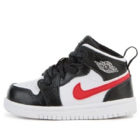 Nike Air Jordan 1 Retro Mid Tops Bt Basketball Sko Til Børn Sort Hvid