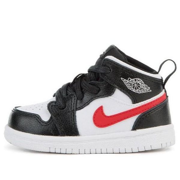 Nike Air Jordan 1 Retro Mid Tops Bt Basketball Sko Til Børn Sort Hvid