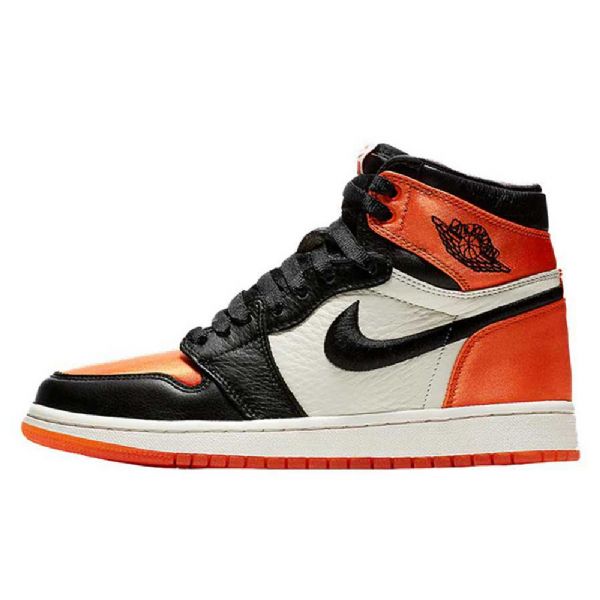 Nike Air Jordan 1 Satin Shatteredboard Sko Til Damer Orange Sort