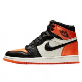 Nike Air Jordan 1 Satin Shatteredboard Sko Til Damer Orange Sort