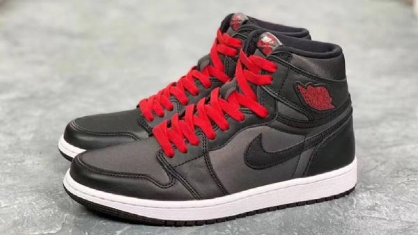 Nike Air Jordan 1 Satin Sko Til Mænd Sort Rød