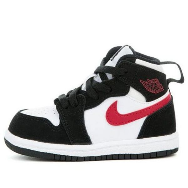 Nike Air Jordan 1 Td Retro Høje Overdele Sko Til Børn Hvid Sort Rød