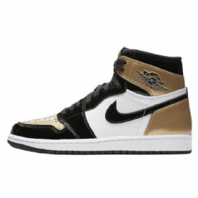 Nike Air Jordan 1 Toe Sko Til Mænd Sort Guld Hvid