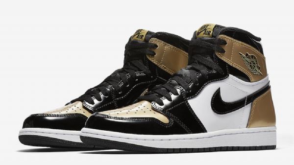 Nike Air Jordan 1 Toe Sko Til Mænd Sort Guld Hvid