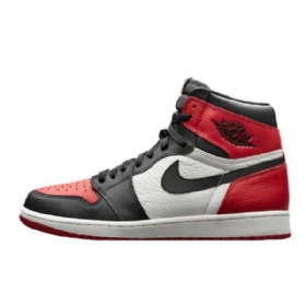 Nike Air Jordan 1 Wide Toe Sko Til Mænd Sort Hvid Rød
