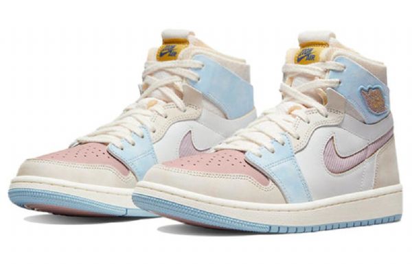 Nike Air Jordan 1 Zoom Air Comfort Høje Overdele Retro Basketball Sko Til Damer Lyserød