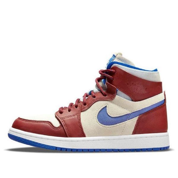 Nike Air Jordan 1 Zoom Comfort Retro Basketball Sko Til Damer Rød Khaki