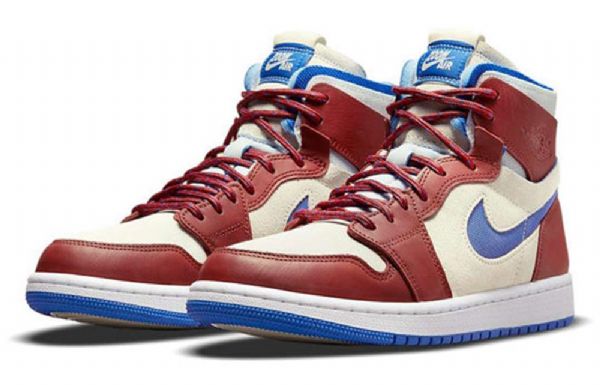 Nike Air Jordan 1 Zoom Comfort Retro Basketball Sko Til Damer Rød Khaki