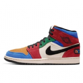 Nike Blå The Great Jordan 1 Mid Tops Fearless Sko Til Dame Flerfarvet