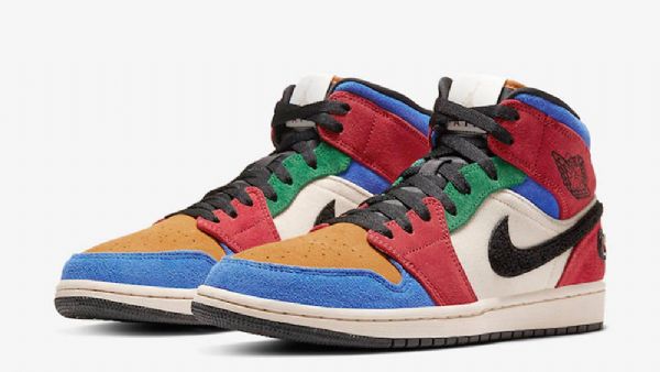 Nike Blå The Great Jordan 1 Mid Tops Fearless Sko Til Dame Flerfarvet