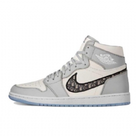 Nike Dior Jordan 1 High Tops Og Sko Til Mænd Grå