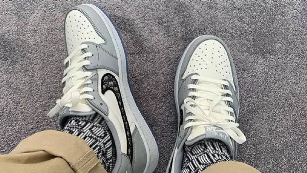 Nike Dior Jordan 1 Low Tops Sko Til Damer Grå