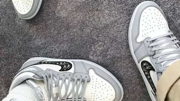 Nike Dior Jordan 1 Low Tops Sko Til Damer Grå