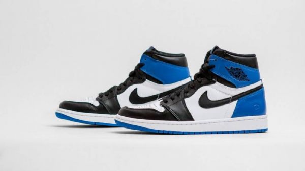 Nike Fragment Air Jordan 1 Sko Til Mænd Sort Blå