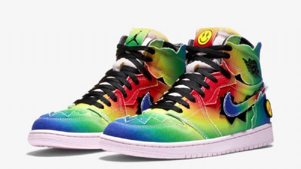Nike J Balvin Jordan 1 High Tops Og Sko Til Mænd Flerfarvet