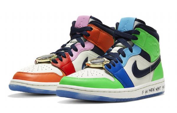 Nike Melody Ehsani Air Jordan 1 Mid Tops Retro Basketball Sko Til Damer Flerfarvet