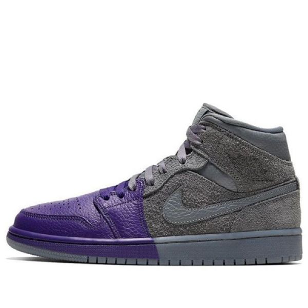 Nike Sheila Rashid Air Jordan 1 Mid Tops Retro Basketball Sko Til Damer Lilla Grå