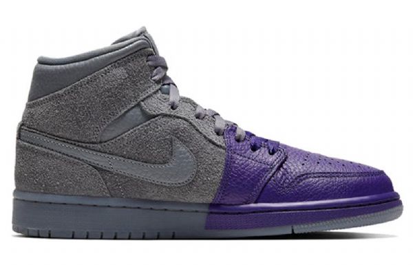 Nike Sheila Rashid Air Jordan 1 Mid Tops Retro Basketball Sko Til Damer Lilla Grå