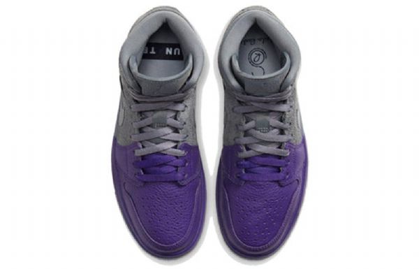 Nike Sheila Rashid Air Jordan 1 Mid Tops Retro Basketball Sko Til Damer Lilla Grå