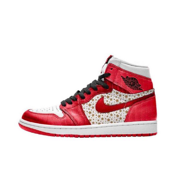 Nike Supreme Jordan 1 Høje Overdele Stjerner Varsity Sko Til Mænd Rød