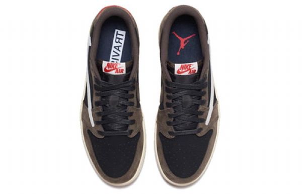 Nike Travis Scott Air Jordan 1 Lave Overdele Retro Basketball Sko Til Mænd Brun Hvid