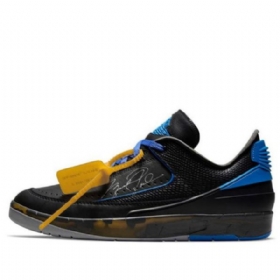 Nike Off-white Air Jordan 2 Retro Low Toppe Sp Basketball Sko Til Mænd Sort Kongeblå