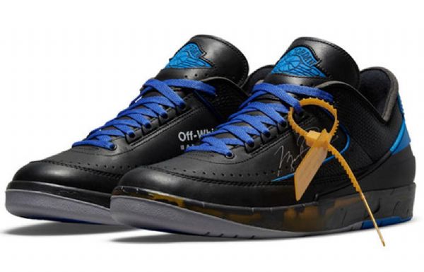 Nike Off-white Air Jordan 2 Retro Low Toppe Sp Basketball Sko Til Mænd Sort Kongeblå
