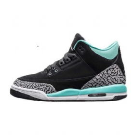 Nike Air Jordan 3 Retro Piger Blegede Sko Til Mænd Sort Turkis