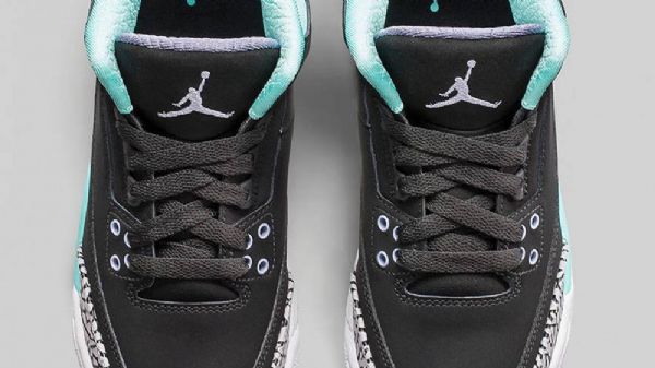 Nike Air Jordan 3 Retro Piger Blegede Sko Til Mænd Sort Turkis
