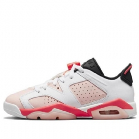 Nike Air Jordan 6 Low Toppe Gs Atmosphere Retro Basketball Sko Til Mænd Hvid Lyserød