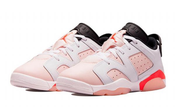 Nike Air Jordan 6 Low Toppe Gs Atmosphere Retro Basketball Sko Til Mænd Hvid Lyserød