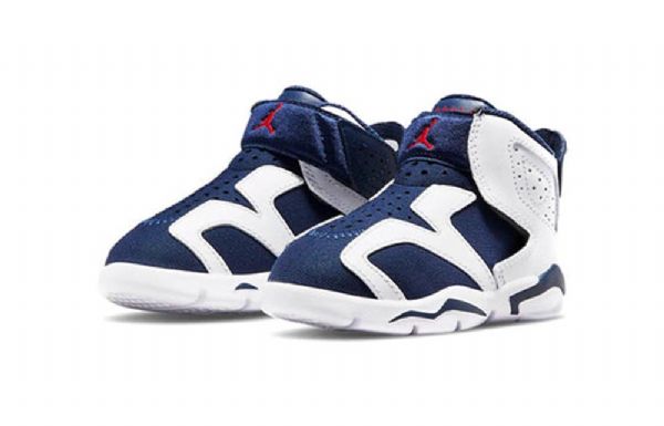 Nike Air Jordan 6 Retro Little Flex Td Sko Til Børn Blå Hvid