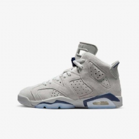 Nike Air Jordan 6 Retro Sko Til Børn Grå Marineblå