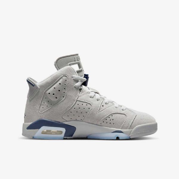 Nike Air Jordan 6 Retro Sko Til Børn Grå Marineblå
