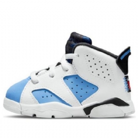 Nike Air Jordan 6 Retro Td Sko Til Børn Blå Hvid