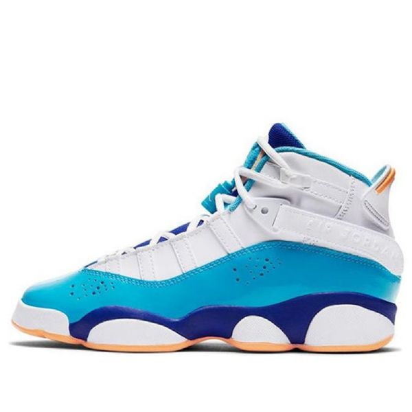 Nike Air Jordan 6 Ringe Gs Basketball Sko Til Mænd Blå Hvid