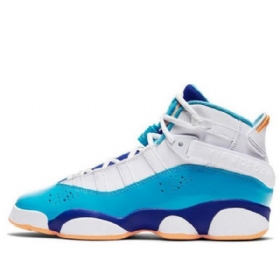 Nike Air Jordan 6 Ringe Gs Basketball Sko Til Mænd Blå Hvid