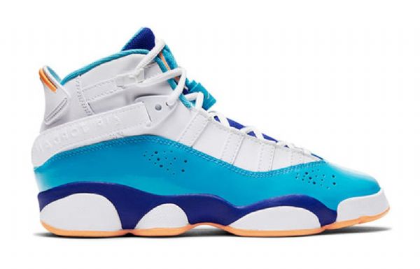 Nike Air Jordan 6 Ringe Gs Basketball Sko Til Mænd Blå Hvid