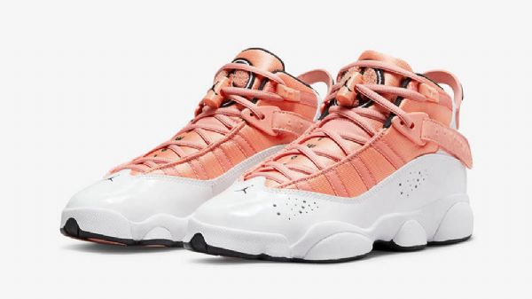 Nike Air Jordan 6 Ringe Gs Madder Root Til Damer Sko Coral Hvid