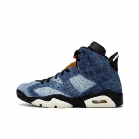 Nike Air Jordan 6 Washed Sko Til Damer Blå