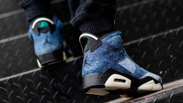 Nike Air Jordan 6 Washed Sko Til Damer Blå