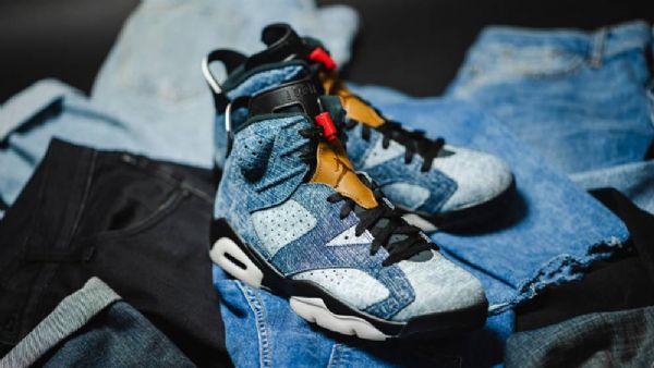 Nike Air Jordan 6 Washed Sko Til Damer Blå