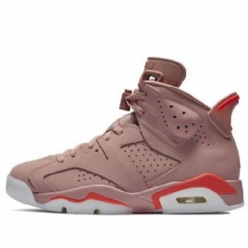 Nike Aleali May Air Jordan 6 Retro Basketball Sko Til Damer Lyserød
