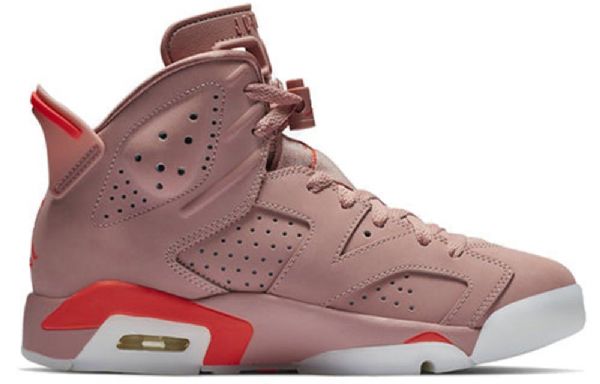 Nike Aleali May Air Jordan 6 Retro Basketball Sko Til Damer Lyserød